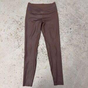 Fanka Body Sculpt Faux Leather Reversible Leggings Brown Crossover Waist Medium